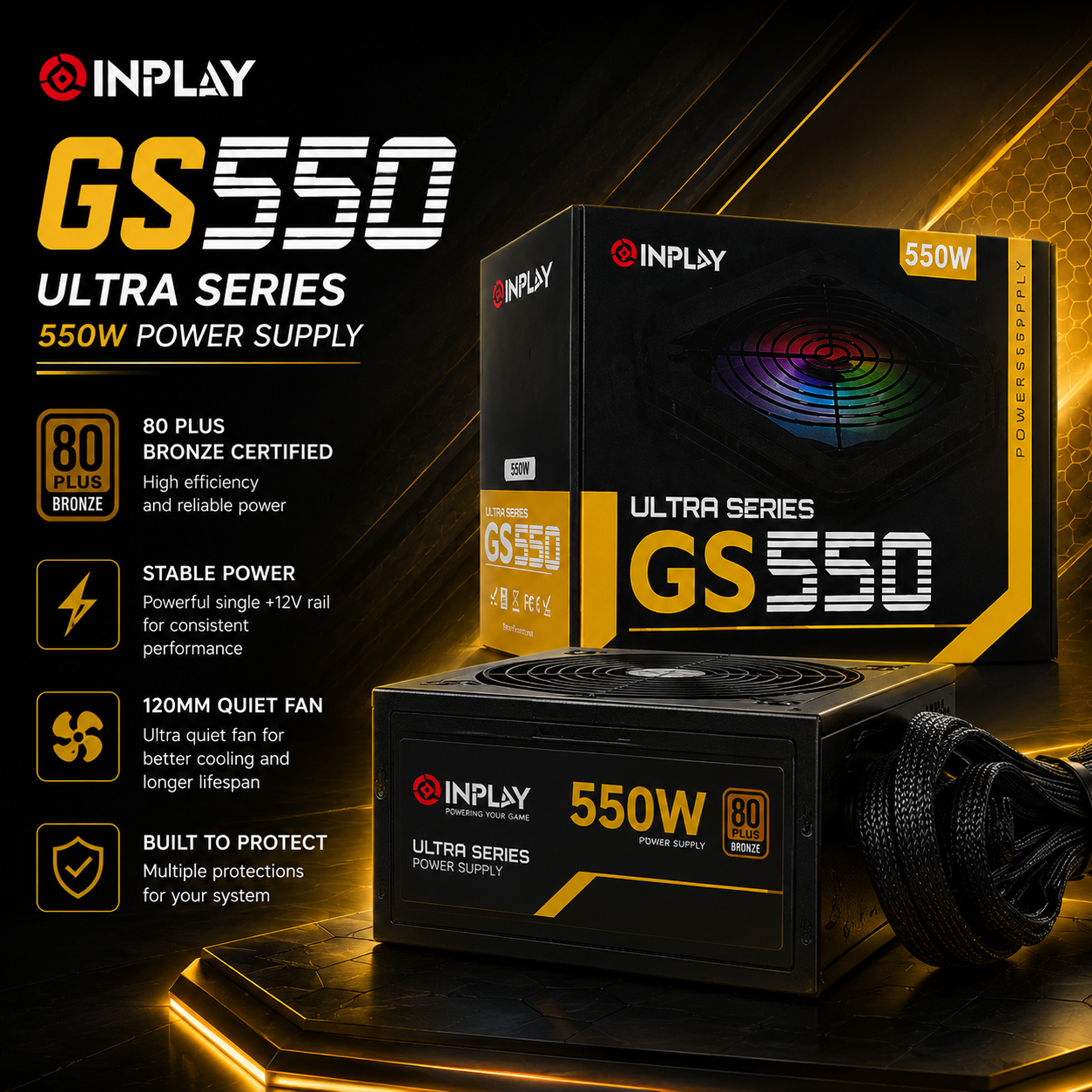 Inplay GS550W Ultra 80+ Bronze Rated Power Supply