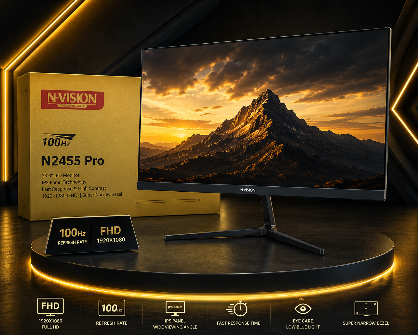 Nvision 24 Inches Black 100hz IPS Monitor